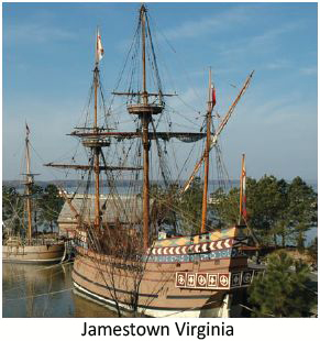 Picture of tall ships at Jamestown